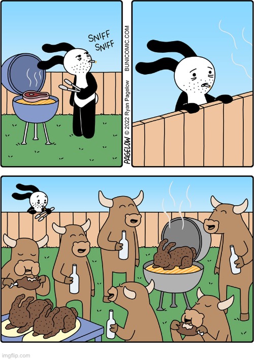 Buni Comics | image tagged in comics,buni comics,grilling,bulls,rabbit,carnivores | made w/ Imgflip meme maker
