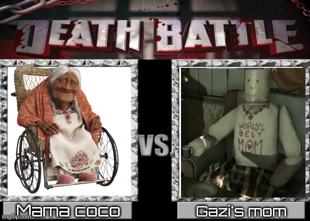 Two deities that can neg diff Goku | Mama coco; Gazi's mom | image tagged in death battle,coco,dying light | made w/ Imgflip meme maker