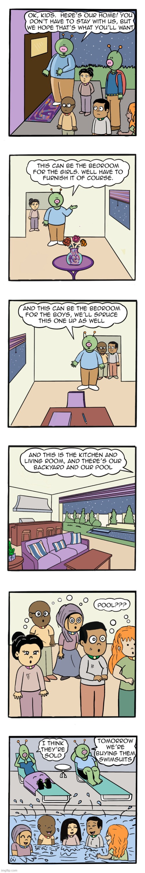 image tagged in aliens,humans,house,swimming pool,swim,swimming | made w/ Imgflip meme maker