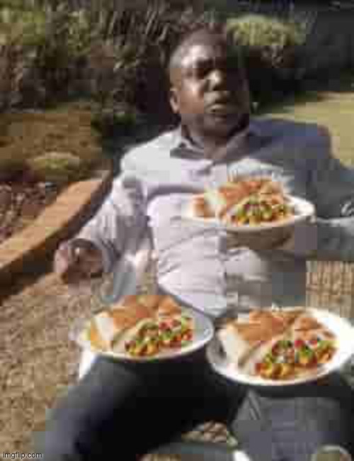 Feasting like a king | image tagged in man eating from three plates | made w/ Imgflip meme maker