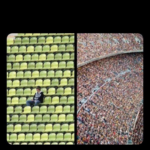 Empty stadium vs full stadium Blank Meme Template
