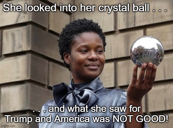 Crystal Ball & Trump & America | She looked into her crystal ball . . . . . . and what she saw for Trump and America was NOT GOOD! | image tagged in crystal ball,donald trump,america,i hate donald trump,trump sucks | made w/ Imgflip meme maker