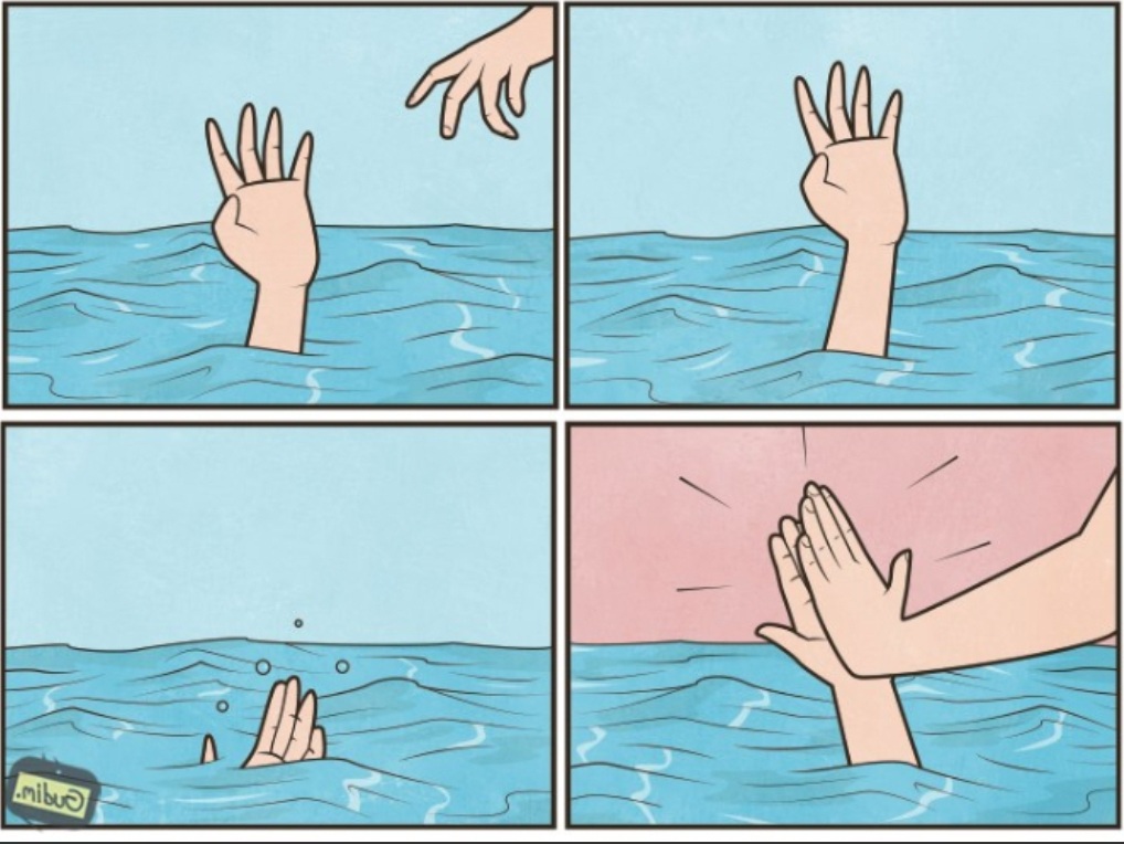 Drown high five right to left Blank Meme Template