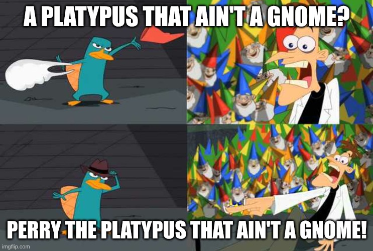 An ordinary Platypus? | a platypus that ain't a gnome? perry the platypus that ain't a gnome! | image tagged in an ordinary platypus | made w/ Imgflip meme maker