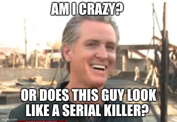 he is one | am I crazy? or does this guy look like a serial killer? | image tagged in gavin newsom | made w/ Imgflip meme maker