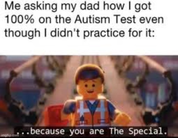 I am the special | image tagged in autism,funny,lego,legomovie,special | made w/ Imgflip meme maker
