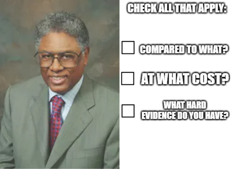 Thomas Sowell 3 questions Blank Meme Template