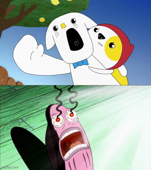 Bro is bald now | image tagged in liddo screams,spongebob my eyes | made w/ Imgflip meme maker