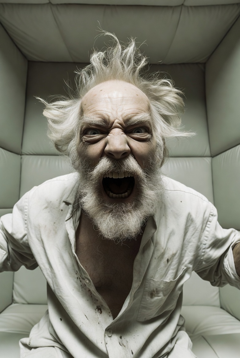 Angry old man crazy insane asylum mentally ill Blank Meme Template