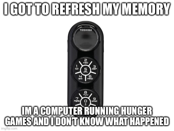 I got to refresh my memory; Im a computer running hunger games and I don’t know what happened | image tagged in hunger games | made w/ Imgflip meme maker
