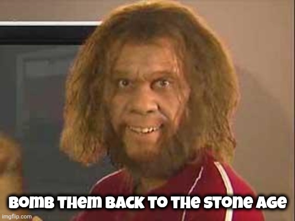 Bomb them back to the Stone Age | image tagged in caveman | made w/ Imgflip meme maker