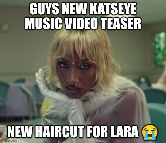 KATSEYE "PINKY UP" Official MV Teaser 2 | guys new katseye music video teaser; new haircut for lara 😭 | image tagged in cats,eyes,declaration of independence | made w/ Imgflip meme maker