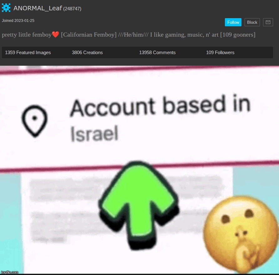 image tagged in account based in israel | made w/ Imgflip meme maker