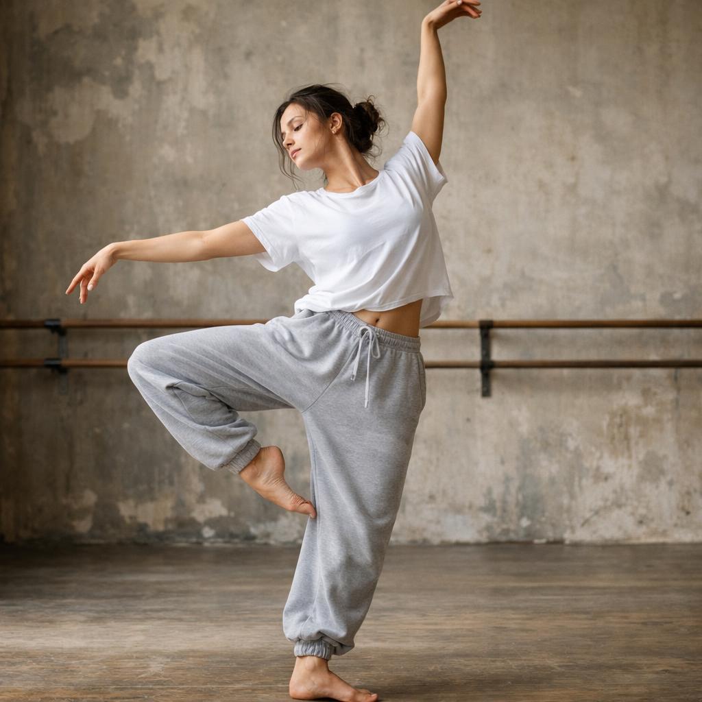 ballet dancer in loose clothing and no shoes Blank Meme Template