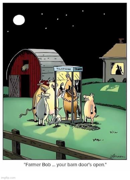 Barnyard animal crank calls… | image tagged in the far side,comics,farm,animals,farmer,crank call | made w/ Imgflip meme maker