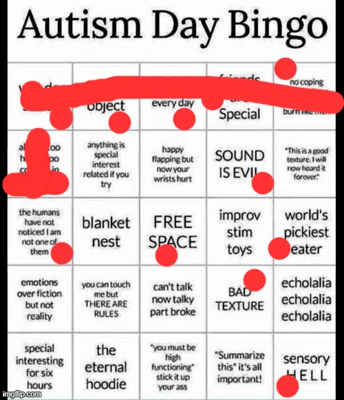 autism bingo | image tagged in autism bingo | made w/ Imgflip meme maker