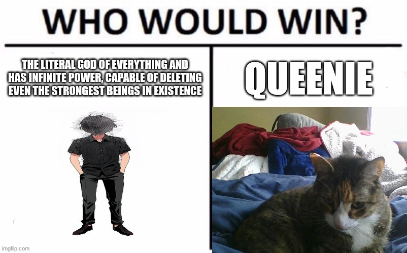who would win | image tagged in who would win,cat,god,lol | made w/ Imgflip meme maker
