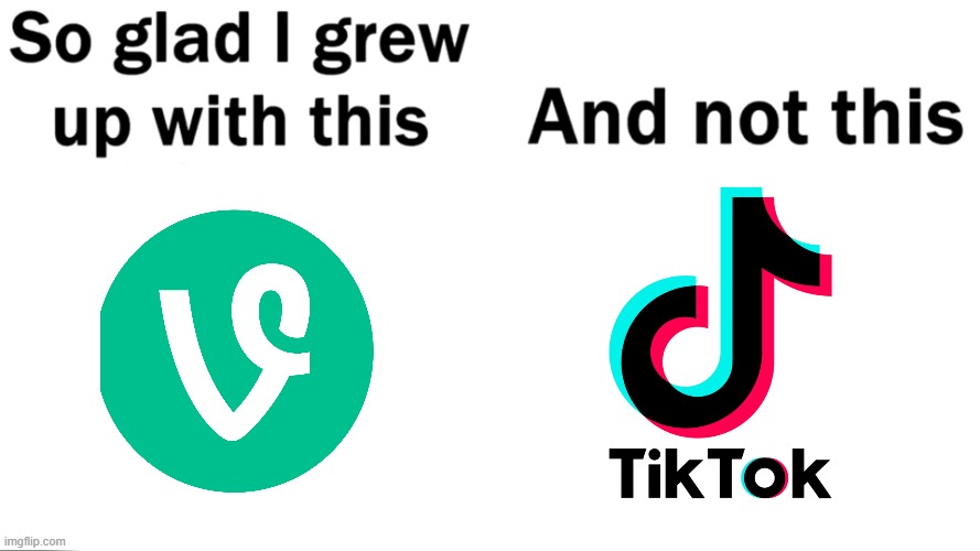 tiktok sucks | image tagged in so glad i grew up with this,vine,tiktok sucks,memes | made w/ Imgflip meme maker