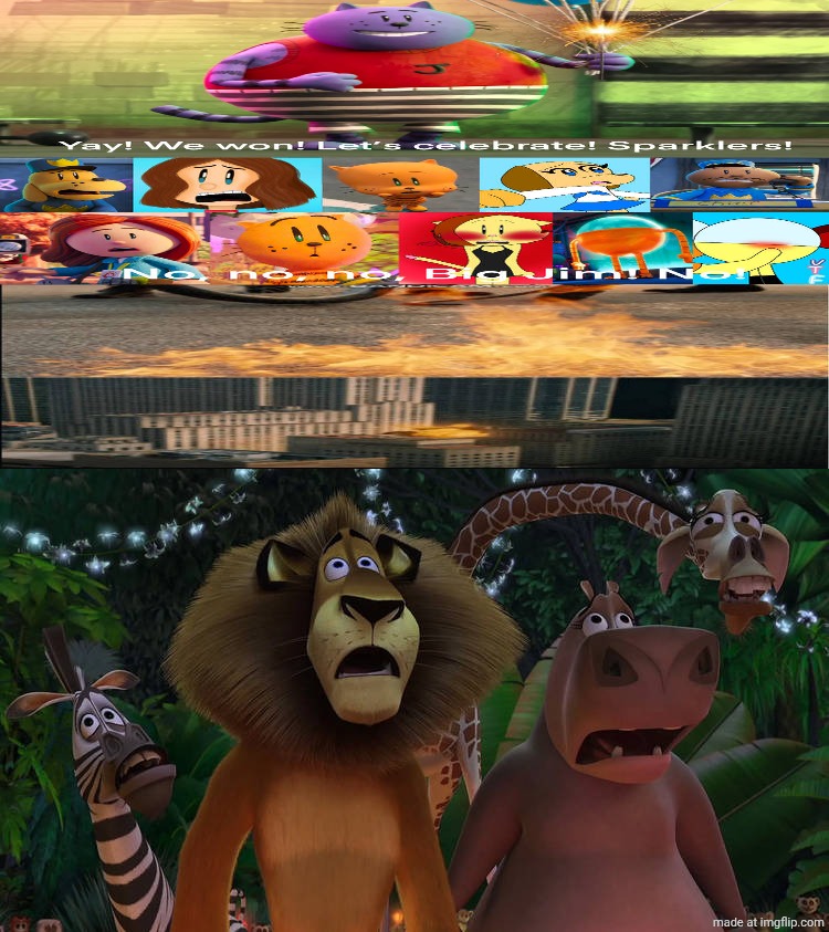 Alex, Marty, Melman and Gloria Reacts Tobig jim blows up the streets with sparklers | image tagged in alex marty melman and gloria reacts to who,deviantart,dreamworks,madagascar,universal studios,deviantart week | made w/ Imgflip meme maker