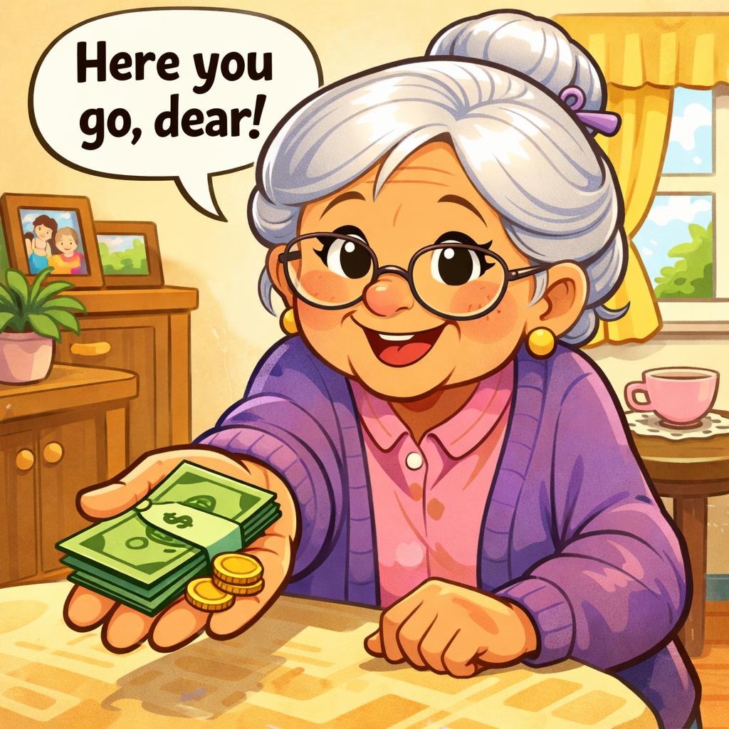 Granma offering money Blank Meme Template