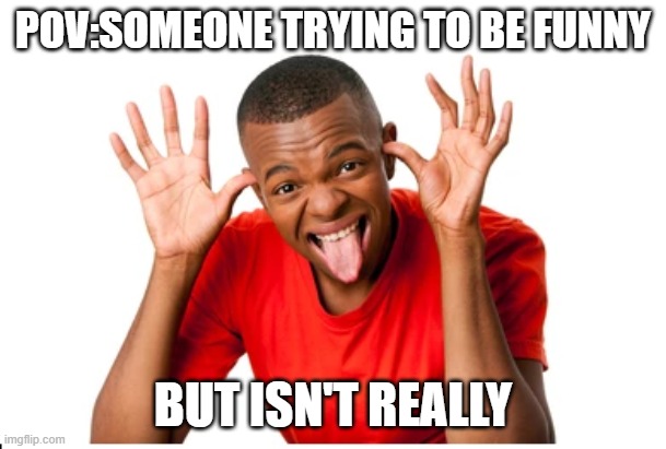 POV:someone trying to be funny; BUT ISN'T REALLY | image tagged in pov | made w/ Imgflip meme maker