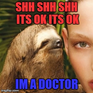 Medics On Tf2 Be Like... | SHH SHH SHH ITS OK ITS OK IM A DOCTOR | image tagged in memes,whisper sloth,tf2,team fortress 2 | made w/ Imgflip meme maker