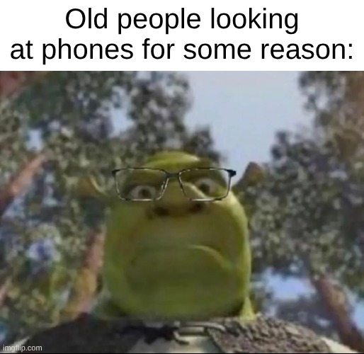 Poor eyesight | Old people looking at phones for some reason: | image tagged in old people | made w/ Imgflip meme maker