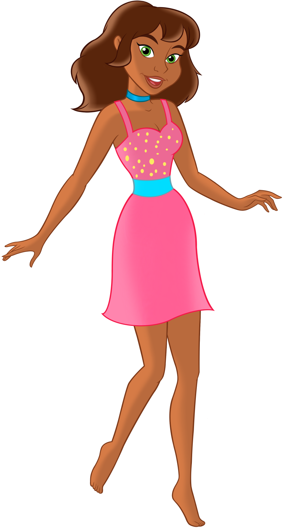 Gabriella Human Blue Pink Spakly Dress Blank Meme Template