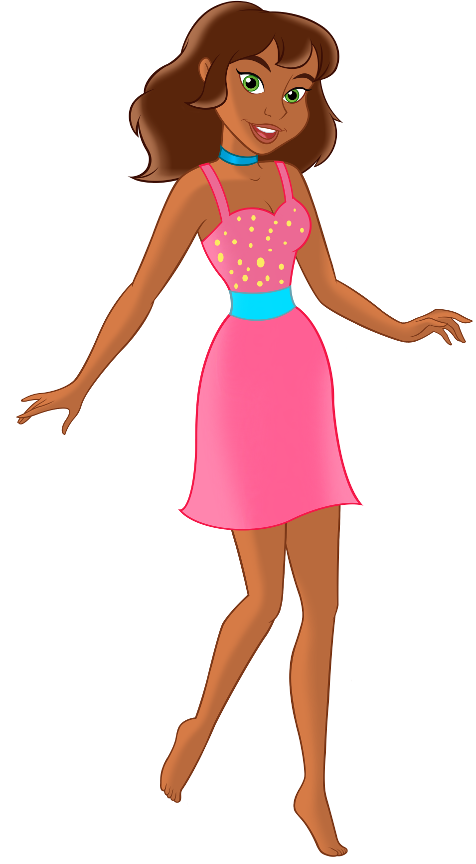 Gabriella Human Blue Pink Spakly Dress Blank Meme Template