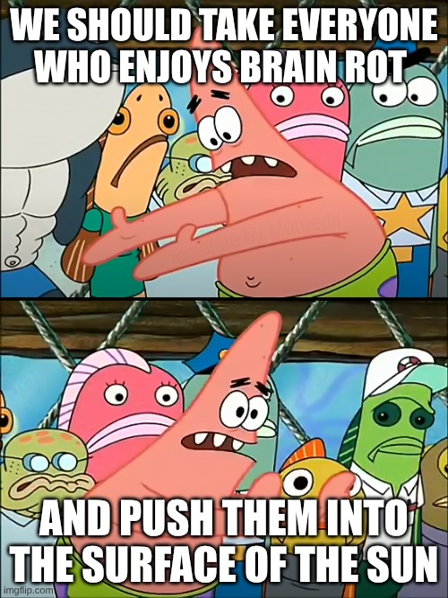 We Should Take Bikini Bottom | We should take everyone who enjoys brain rot; And Push them into the surface of the Sun | image tagged in we should take bikini bottom | made w/ Imgflip meme maker