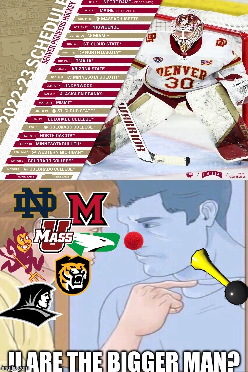Denver Hockey meme | u are the bigger man? | image tagged in memes,denver,hockey,sports,clown,mirror | made w/ Imgflip meme maker