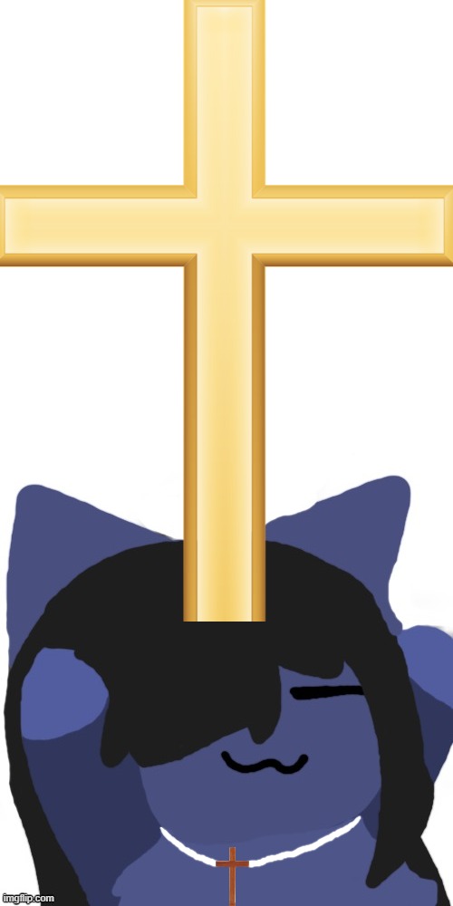 Kuraudo With Crosses | image tagged in kuraudo,christian,cross,cat | made w/ Imgflip meme maker