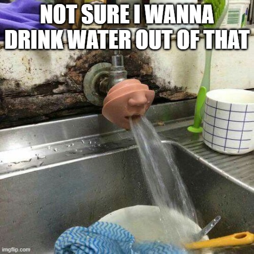Mouth Faucet | not sure I wanna drink water out of that | image tagged in cursed image | made w/ Imgflip meme maker