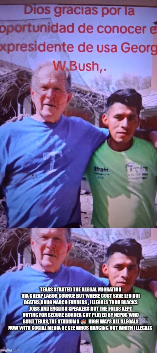 Patriots and illegals in a nepo controlled America | Texas started the illegal migration via cheap labor source but where cost save led dui deaths,drug narco funders , illegals took blacks jobs and English speakers but the folks kept voting for secure border got played by nepos who built texas,the stadiums 🏟  high ways all illegals now with social media qe see whos hanging out whith illegals | image tagged in wtf | made w/ Imgflip meme maker