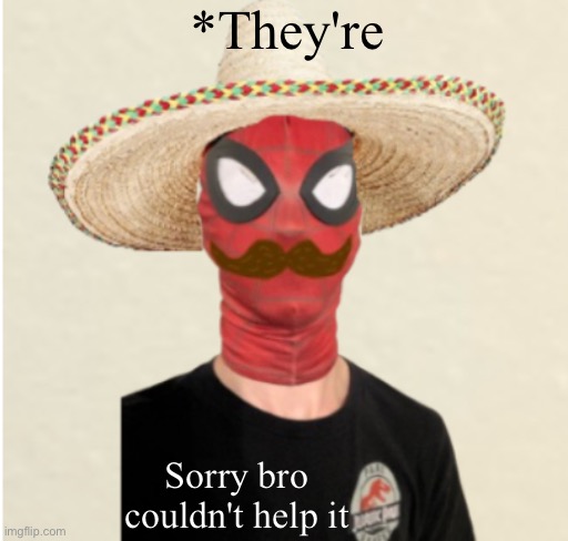 Mexican Spider-Man | *They're Sorry bro couldn't help it | image tagged in mexican spider-man | made w/ Imgflip meme maker