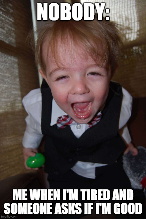 Sreamy Boy | Nobody:; Me when i'm tired and someone asks if i'm good | image tagged in easter,scream,silly,baby,screamy boy | made w/ Imgflip meme maker