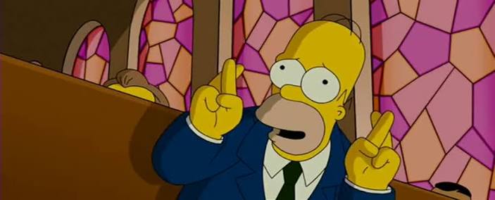 Homer Simpson fingers crossed gay Blank Meme Template