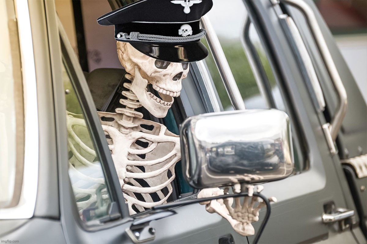 image tagged in halloween skeleton truck 1488 | made w/ Imgflip meme maker