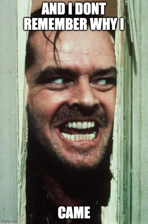 Here's Johnny Meme | and I dont remember why i; came | image tagged in memes,here's johnny | made w/ Imgflip meme maker
