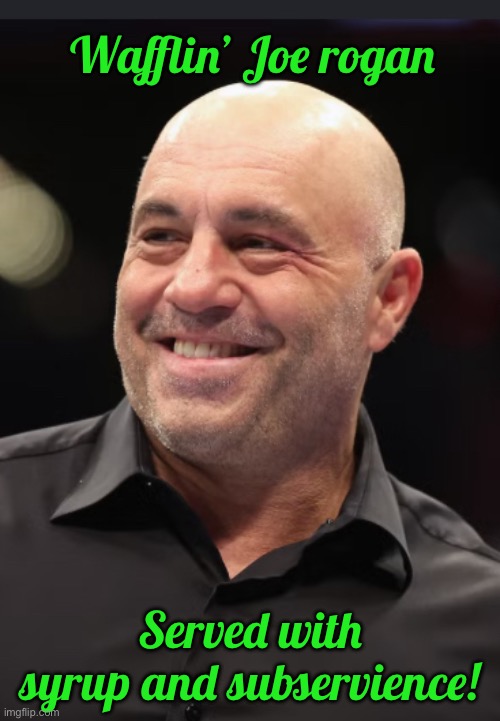 Wafflin’ Joe rogan; Served with syrup and subservience! | image tagged in waffles | made w/ Imgflip meme maker