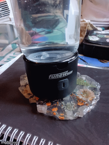 Copper Crystal Botanical Charging Coaster | image tagged in gifs,copper,crystal,resin,art,coaster | made w/ Imgflip images-to-gif maker