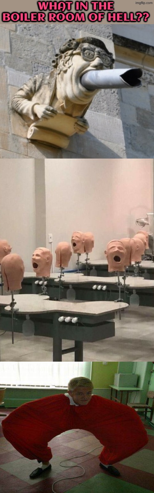 What In The Boiler Room Of Hell? | What in the boiler room of hell?? | image tagged in beyond cursed,cursed images,the boiler room of hell,what the hell is this,head,drink bleach | made w/ Imgflip meme maker