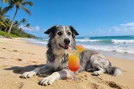 Dog chilling on the beach Blank Meme Template