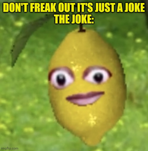 Cursed lemon | Don't freak out it's just a joke
The joke: | image tagged in cursed lemon | made w/ Imgflip meme maker
