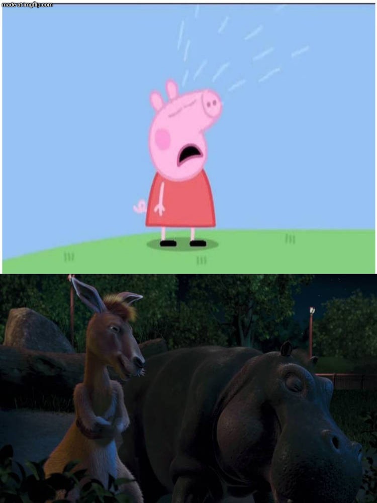 Duke and Eze laugh at Peppa pig crying | image tagged in duke and eze laugh at what,deviantart,peppa pig,disney,nick jr,deviantart week | made w/ Imgflip meme maker