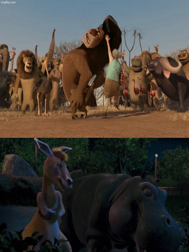 Duke and Eze laugh at Makunga's comeuppance | image tagged in duke and eze laugh at what,deviantart,dreamworks,disney,deviantart week | made w/ Imgflip meme maker