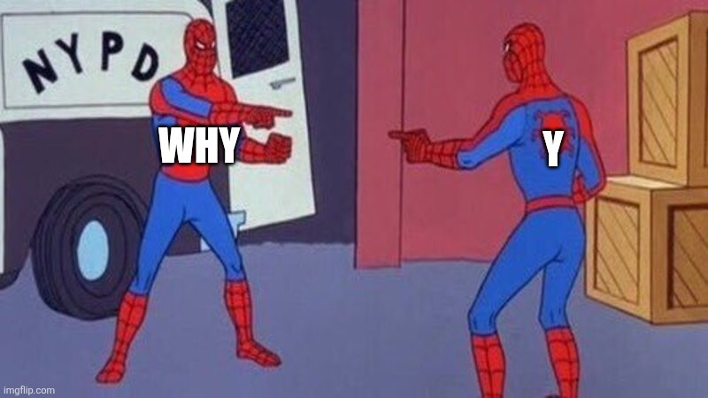 Y vs Why | Why; Y | image tagged in spiderman pointing at spiderman,letter y,y,why,similarities | made w/ Imgflip meme maker