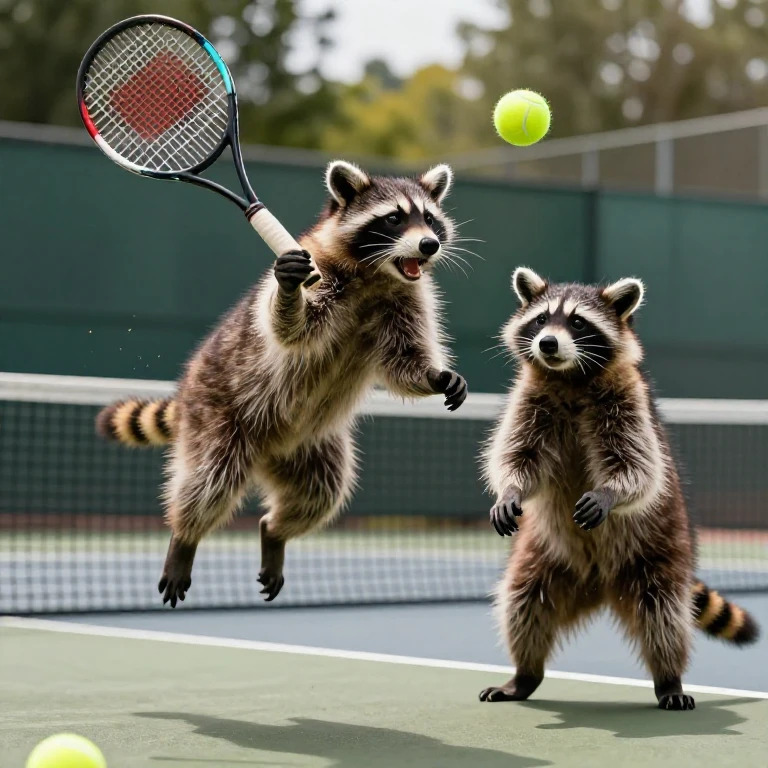 racoon tennis jump Blank Meme Template