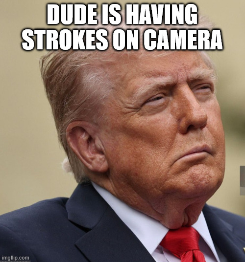 dude is having strokes on camera | image tagged in trump stroke 25th amendment | made w/ Imgflip meme maker