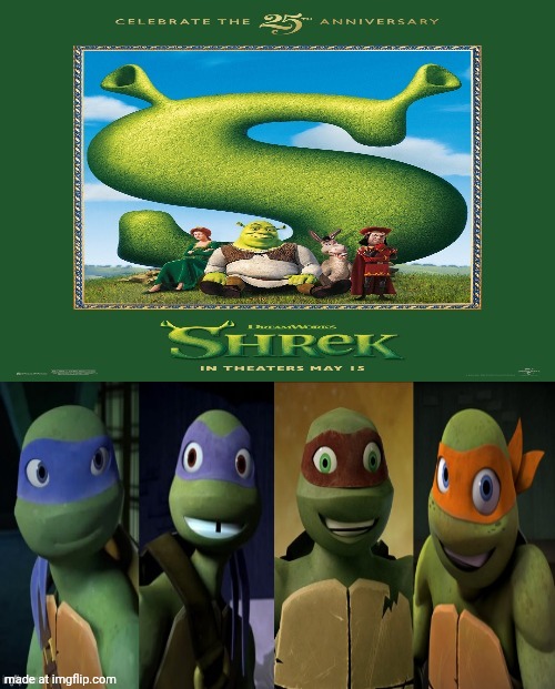2012 Turtles Happy and Excited for Shrek 25th Anniversary? | image tagged in who's happy and excited for shrek 25th anniversary,deviantart,tmnt,shrek,nickelodeon,dreamworks | made w/ Imgflip meme maker
